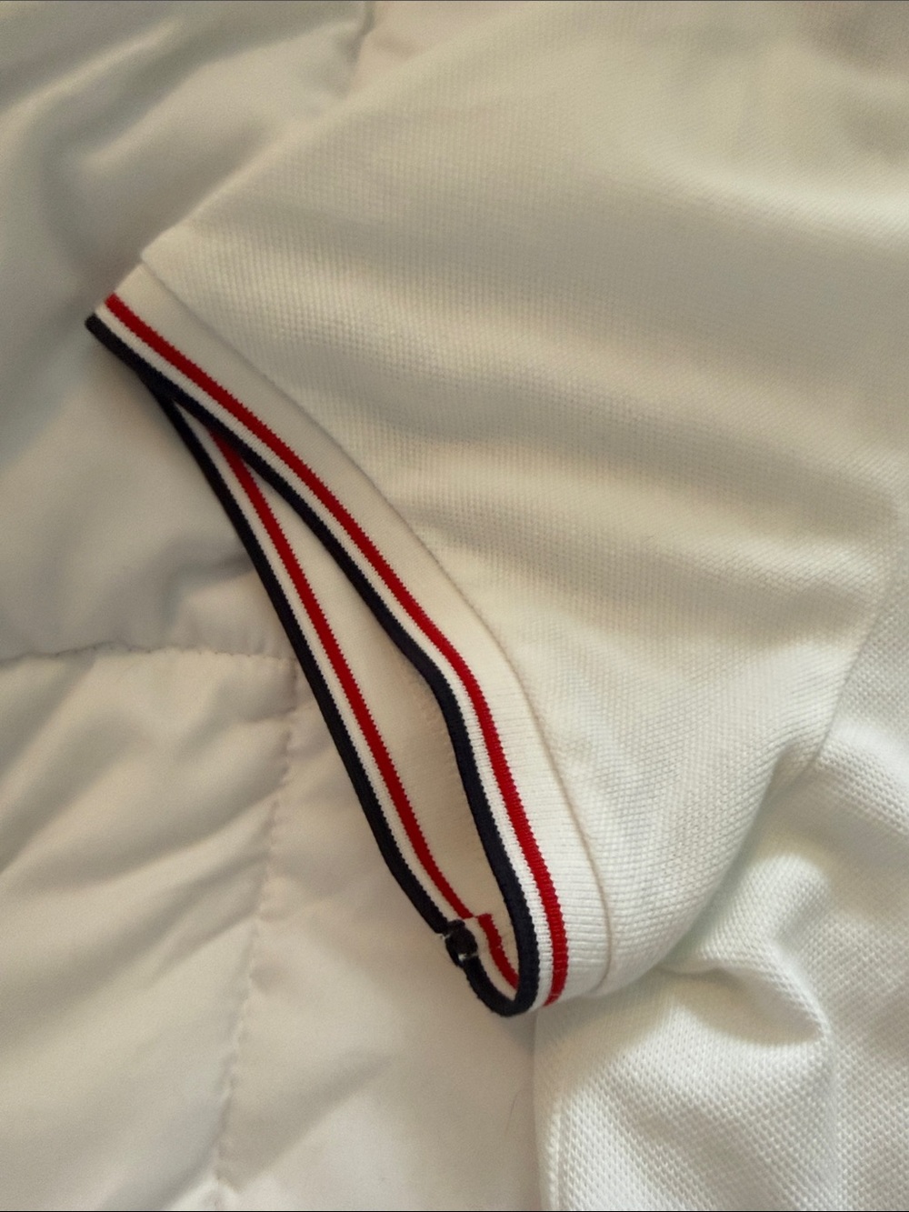 Moncler White Polo with Red and Navy Trim - Picture 5 of 9